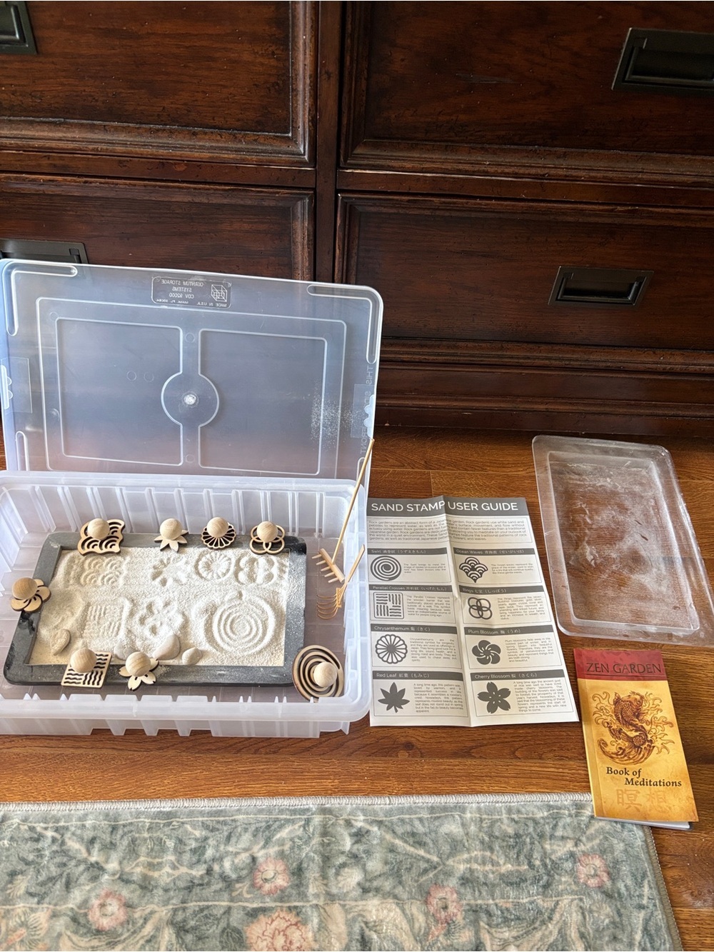 Zen Garden Sand Stamp Set with Natural Wood Stamps
